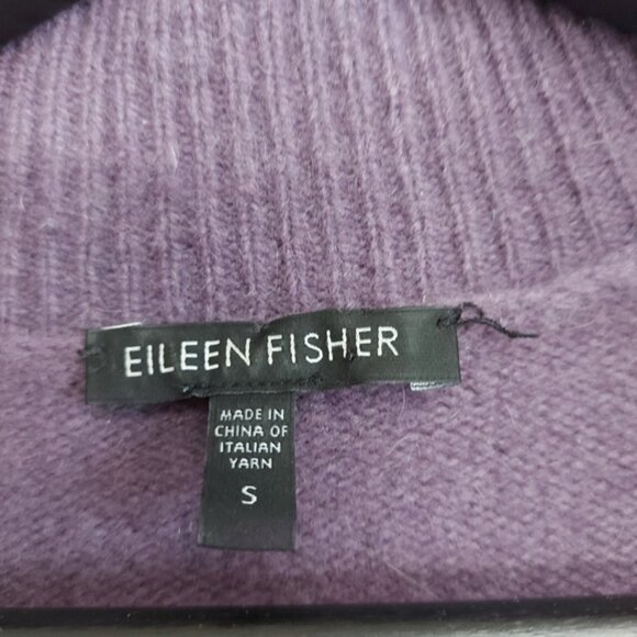 Eileen Fisher Lambswool Cashmere Cardigan Sweater Purple - Picture 5 of 9